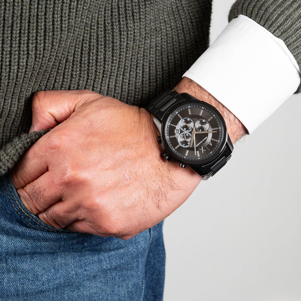 Armani Exchange Drexler AX2601 Men's Chronograph Watch – Black Dial with Black Stainless Steel Strap