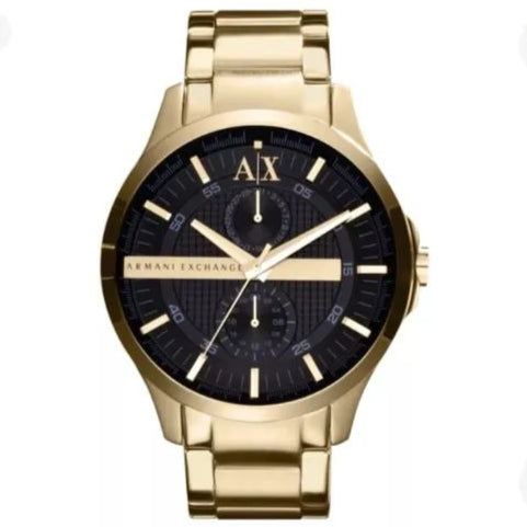 Armani Exchange Hampton AX2122 Men's Chronograph Watch – Black Dial with Gold Stainless Steel Strap