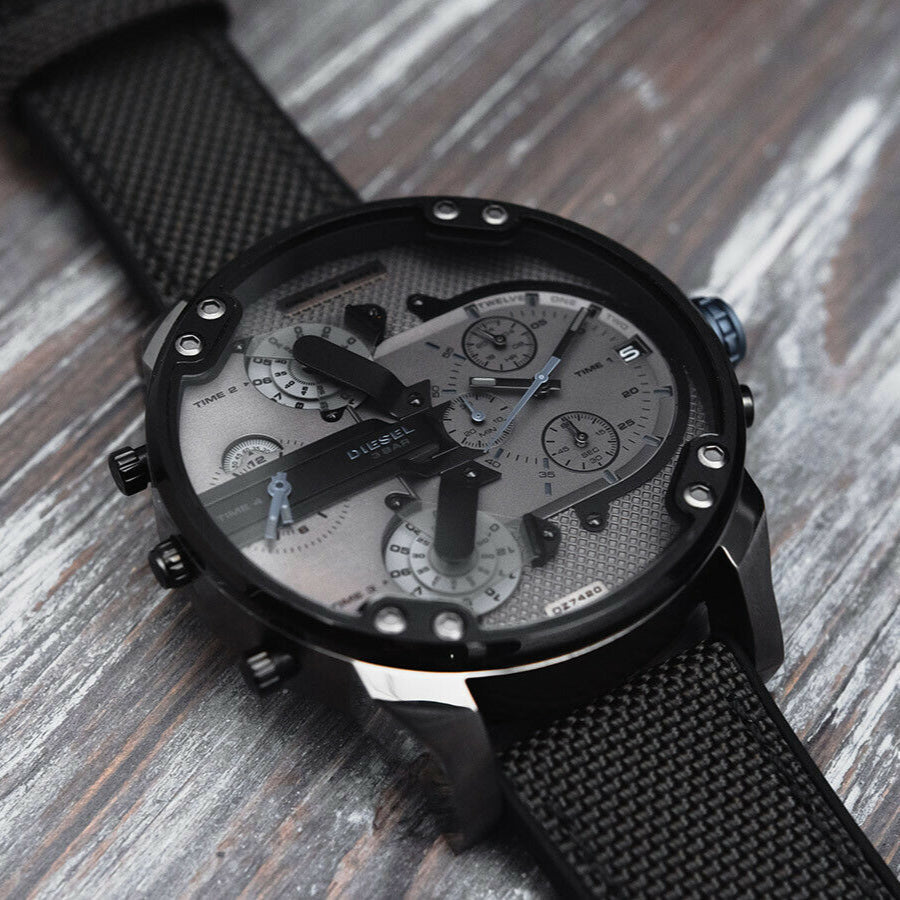 Diesel DZ7420 Mr. Daddy 2.0 Chronograph Men's Watch – Grey Dial & Black Nylon Strap