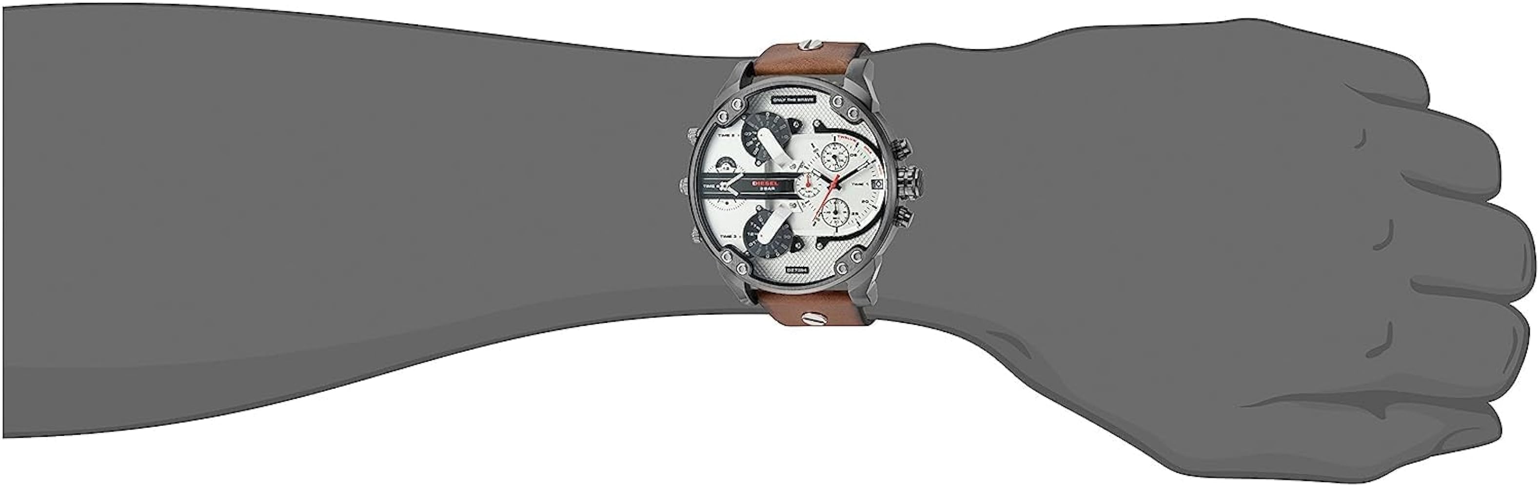 Diesel DZ7394 Mr. Daddy 2.0 Chronograph Men's Watch – Silver Dial & Brown Leather Strap