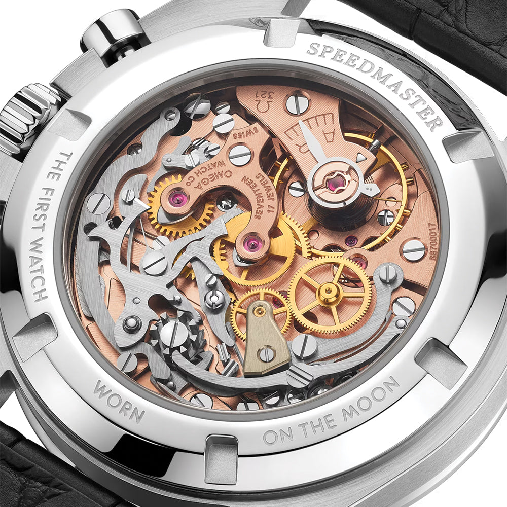 OMEGA Speedmaster Caliber 321 Platinum 42mm - Black on Leather Strap