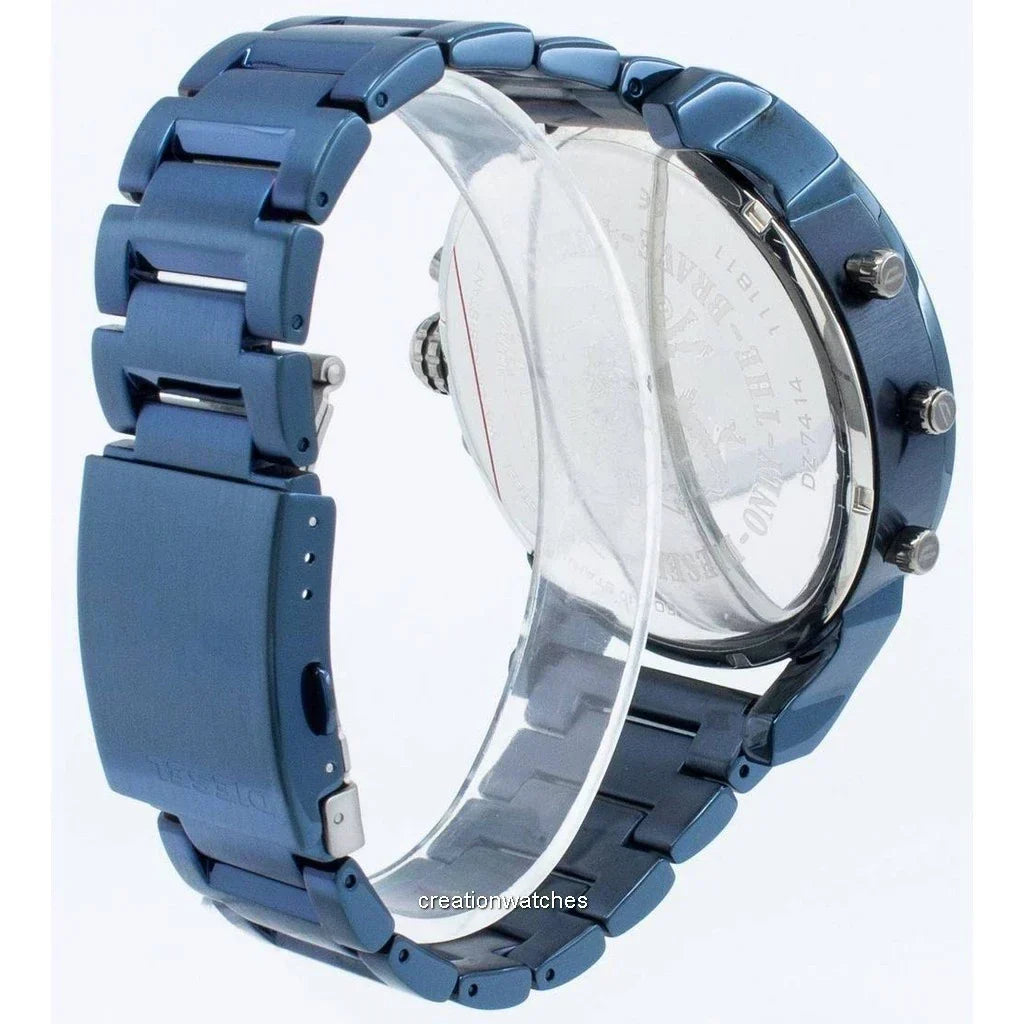 Diesel DZ7414 Daddy 2.0 Chronograph Men's Watch – Grey Dial & Blue Stainless Steel Strap