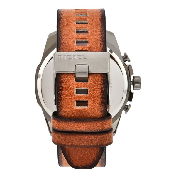Diesel DZ4343 Mega Chief Chronograph Men's Watch – Black Dial & Brown Leather Strap