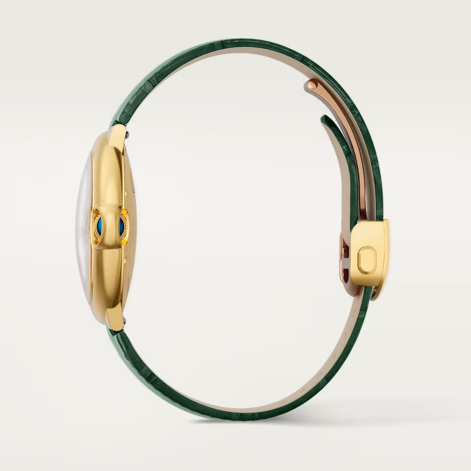 Ballon Bleu De Cartier Watch | 40mm, 18K Yellow Gold, Alligator Leather, Green Dial